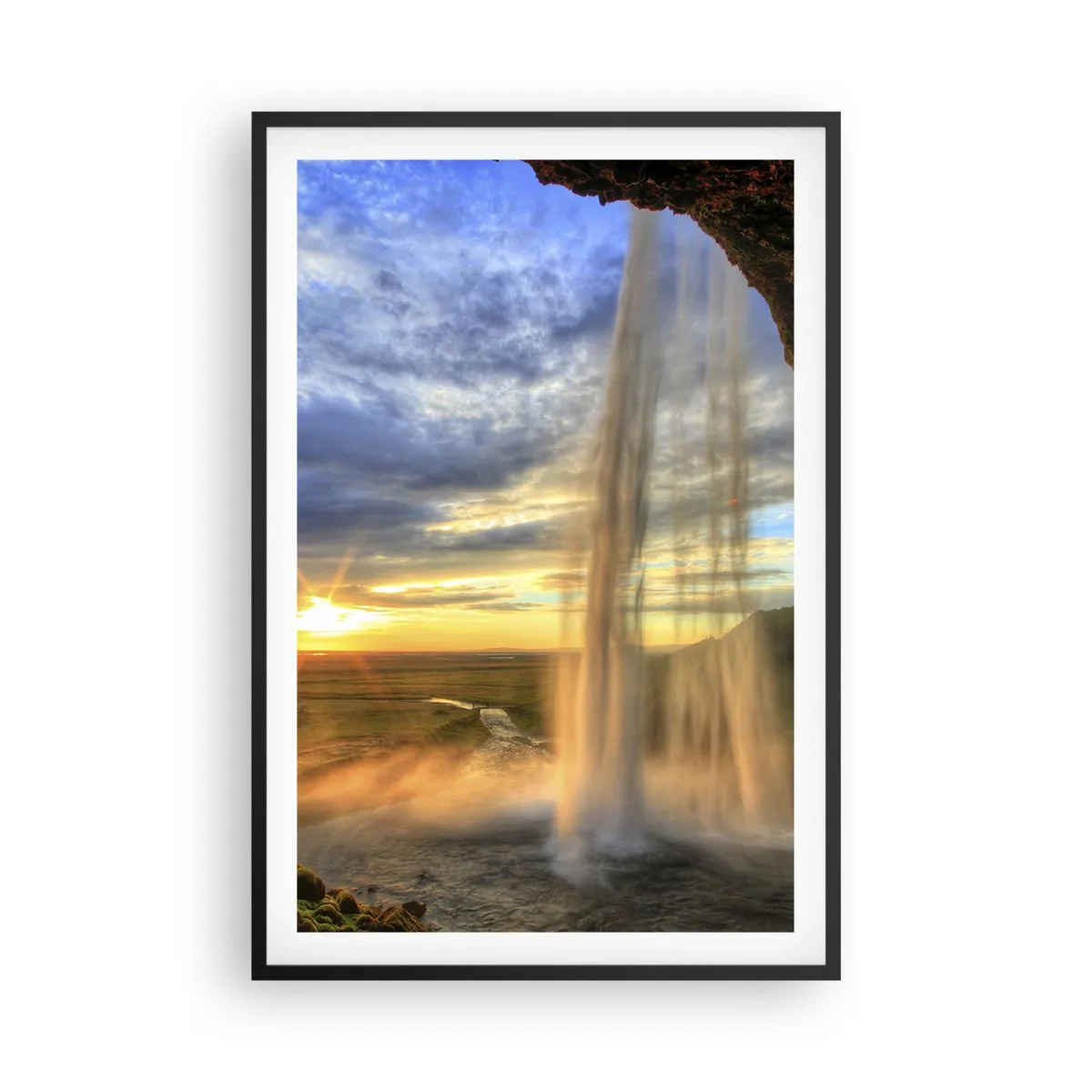 Affiche dans un cadre noir - Poster - Le monde derrière un voile de gouttes - 61x91 cm