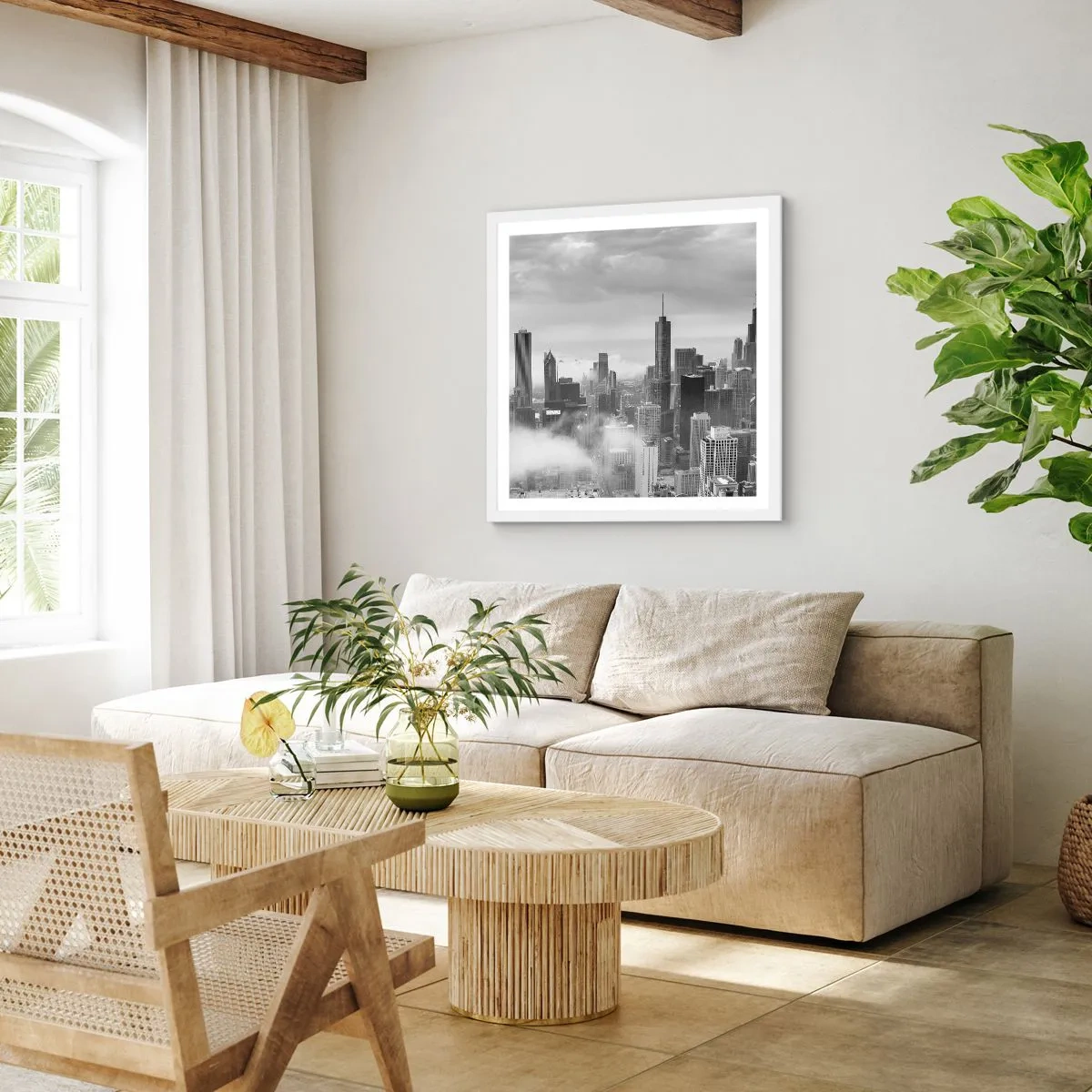 Affiche dans un cadre blanc - Poster - Paysage américain - 50x50 cm