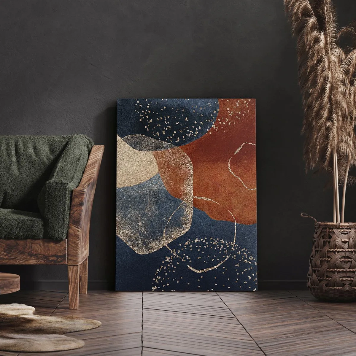 Impression sur toile - Image sur toile - Formes abstraites dans des tons de rouge et de bleu - 80x120cm - La légèreté de l'être - Décoration murale moderne pour le salon et la chambre ARTTOR