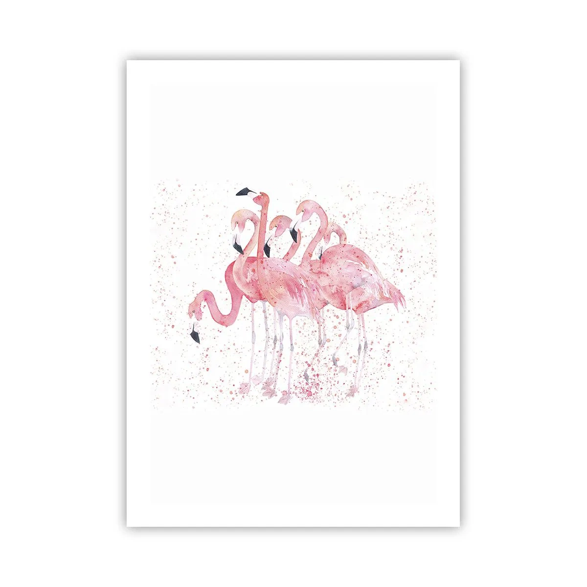 Affiche - Poster - Un groupe de flamants roses sur fond blanc - 50x70cm - Ensemble rose - Décoration murale moderne pour le salon et la chambre ARTTOR