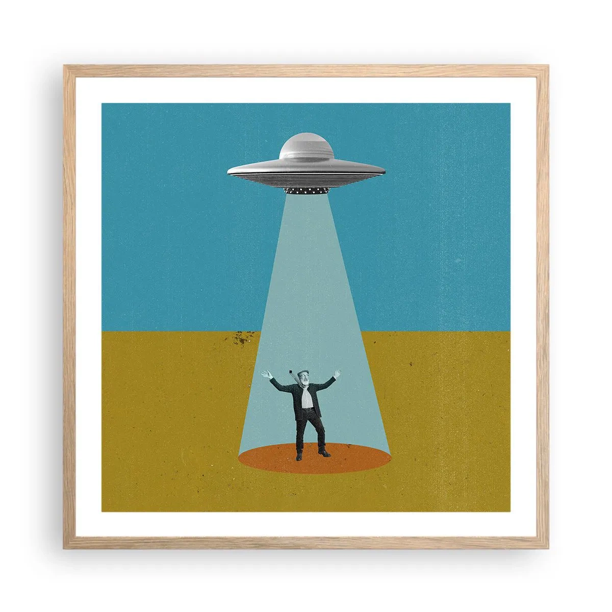 Affiche dans un chêne clair - Poster - Rencontre proche - 60x60 cm