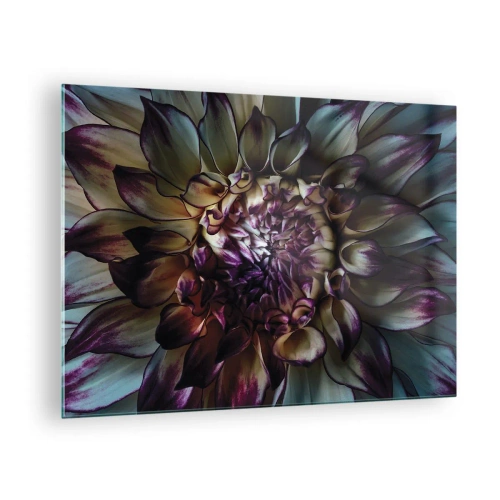 Impression sur verre - Image sur verre - Gros plan d'une fleur dans une palette de couleurs sombres - 70x50cm - L'apogée de la jeunesse - Décoration murale moderne pour le salon et la chambre ARTTOR