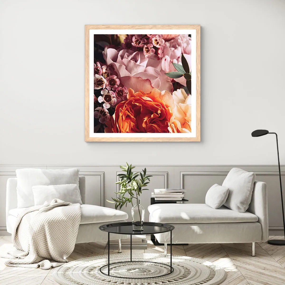Affiche dans un chêne clair - Poster - Enveloppé de beauté - 40x40 cm