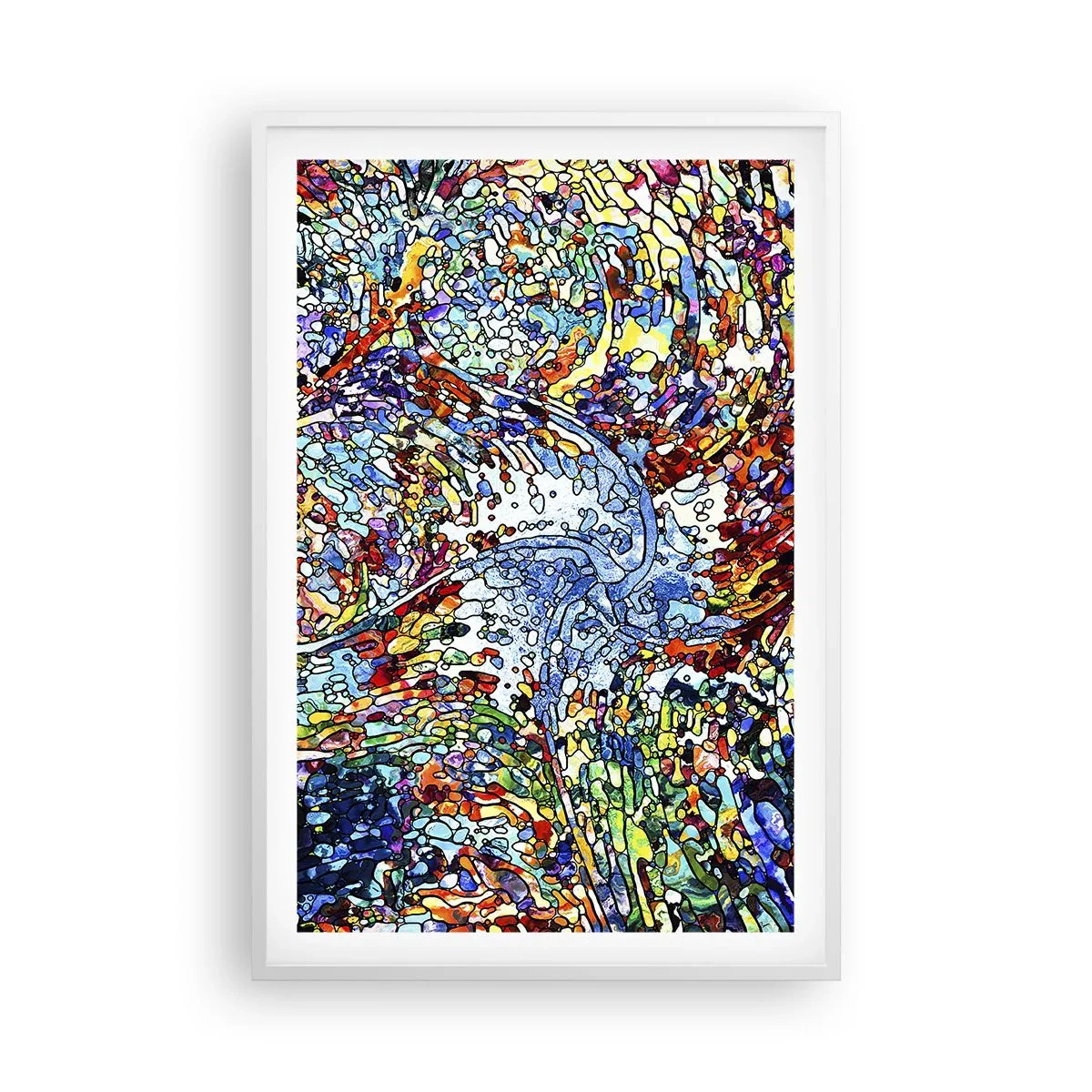 Affiche dans un cadre blanc - Poster - Goutte de vitrail - 61x91 cm