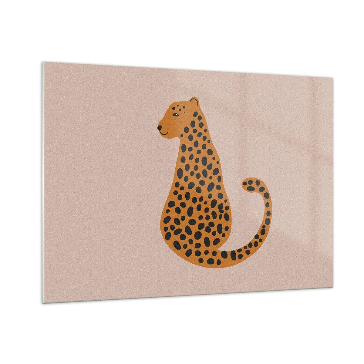 Impression sur verre - Image sur verre - Illustration d'une panthère avec des taches noires sur fond beige - 100x70cm - La panthère est un motif à la mode - Décoration murale moderne pour le salon et la chambre ARTTOR