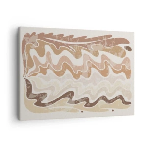 Impression sur toile - Image sur toile - Lignes abstraites ondulées dans des tons beiges - 70x50cm - Bonne énergie – bonnes émotions - Décoration murale moderne pour le salon et la chambre ARTTOR