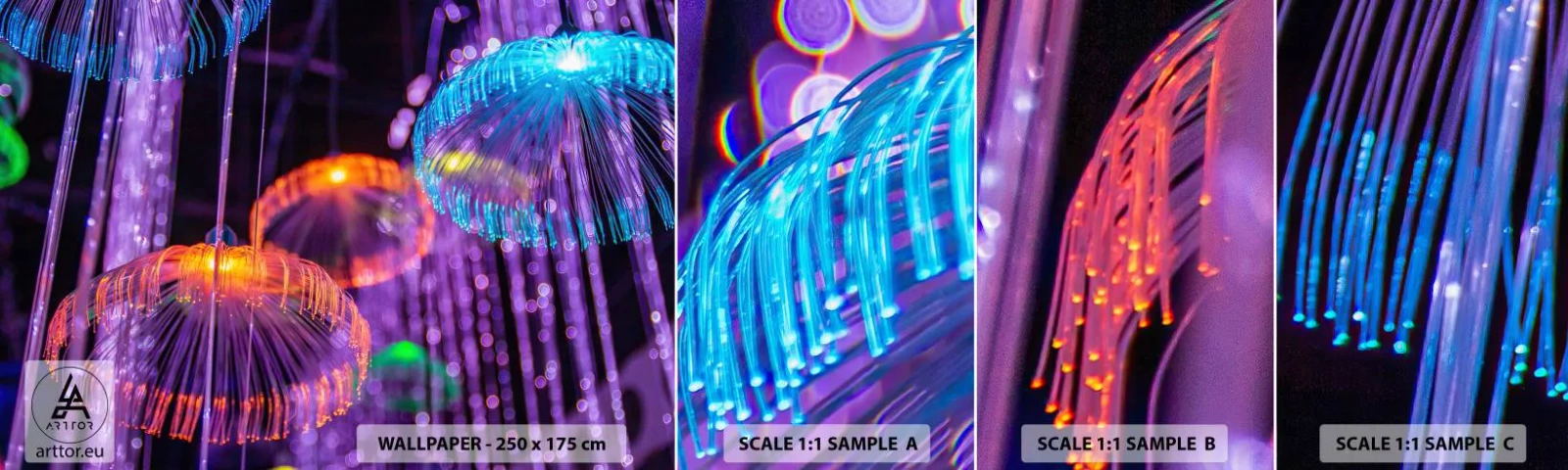 Échantillon De Papier Peint Standard Eco - Fontaine lumineuse - Néon, Lumières, Luminance - 100x30 cm