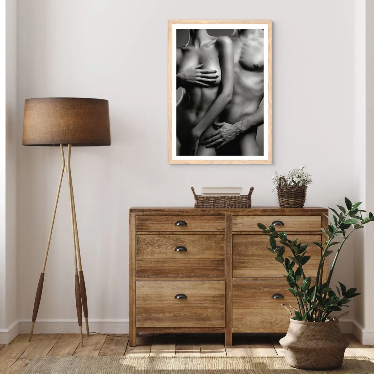 Affiche dans un chêne clair - Poster - Adam et Eve - 40x50 cm