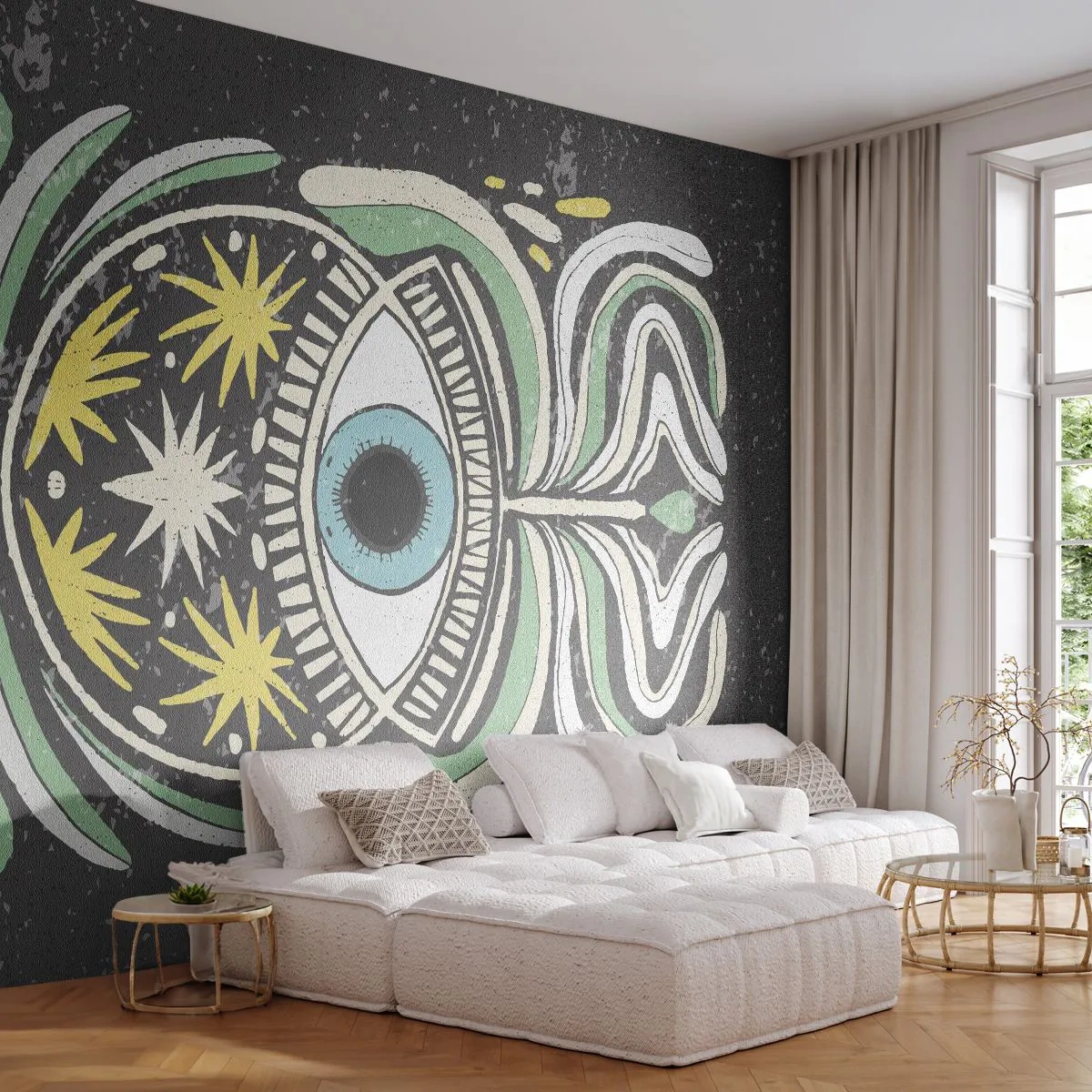 Papier Peint Photo Standard Eco - Rituels tribaux - Bohème, Œil, Pastel - 350x256 cm