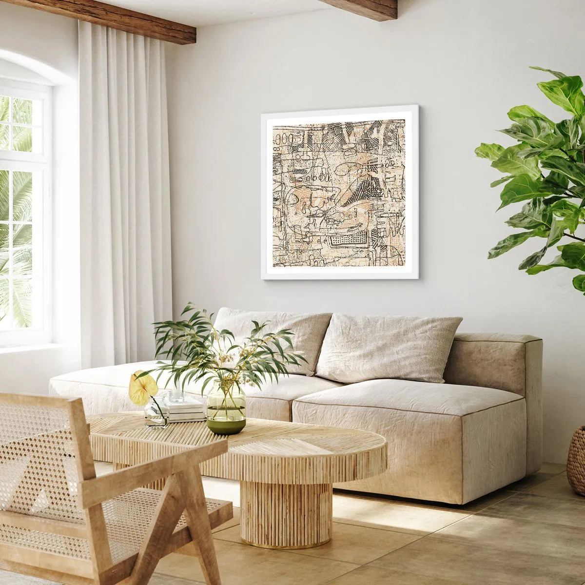 Affiche dans un cadre blanc - Poster - Il attend d'être décodé - 60x60 cm