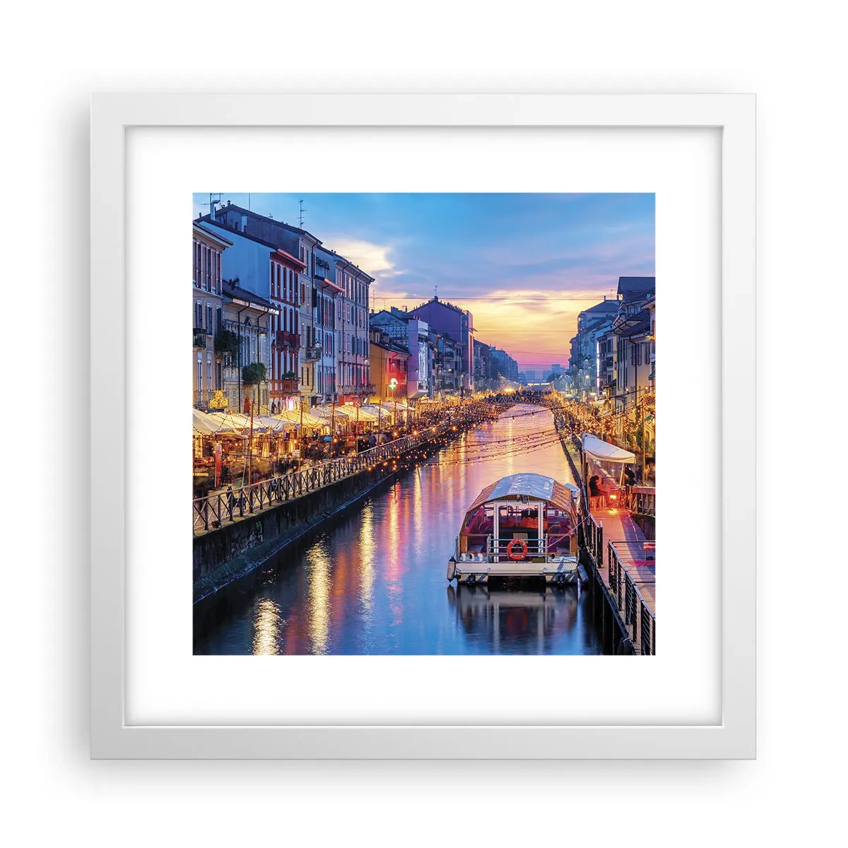 Affiche dans un cadre blanc - Poster - Soirée de lumière et de jeu - 30x30 cm