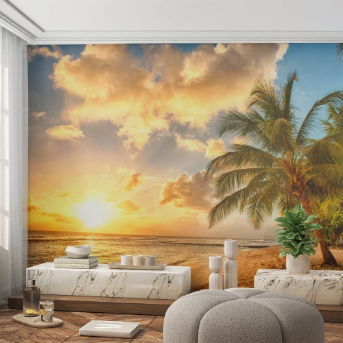 Papier Peint Autocollant Deluxe Sticker - Été éternel, toujours des vacances - Paysage, Plage, Cocotier - 300x210 cm