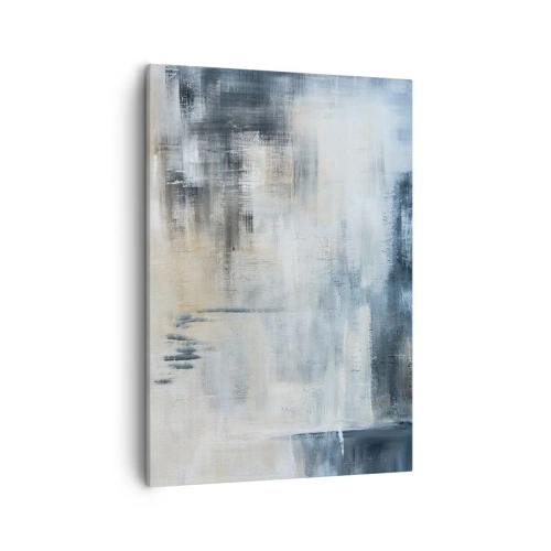 Impression sur toile - Image sur toile - Composition abstraite dans les tons de bleu et de gris - 50x70cm - Derrière le rideau bleu - Décoration murale moderne pour le salon et la chambre ARTTOR