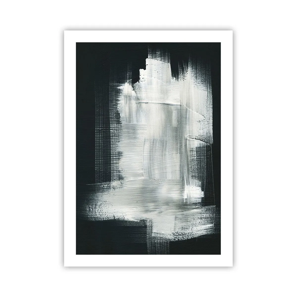 Affiche - Poster - Composition abstraite en blanc sur fond sombre - 50x70cm - Tissé à la verticale et à l'horizontale - Décoration murale moderne pour le salon et la chambre ARTTOR