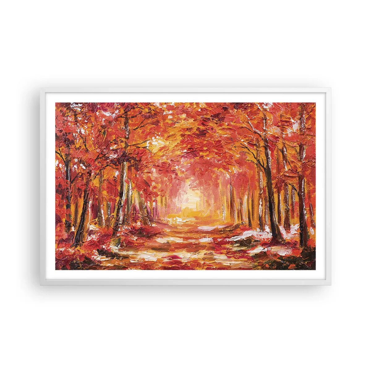 Affiche dans un cadre blanc - Poster - Forêt de cuivre - 91x61 cm