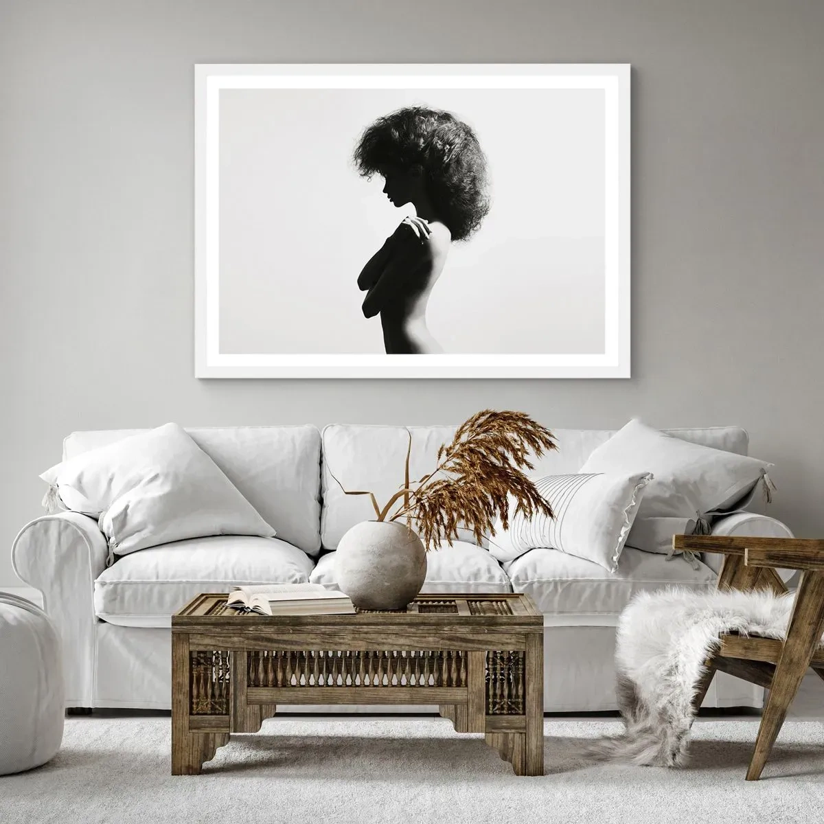 Affiche dans un cadre blanc - Poster - Comme une fleur au bout d'une fine tige - 100x70 cm