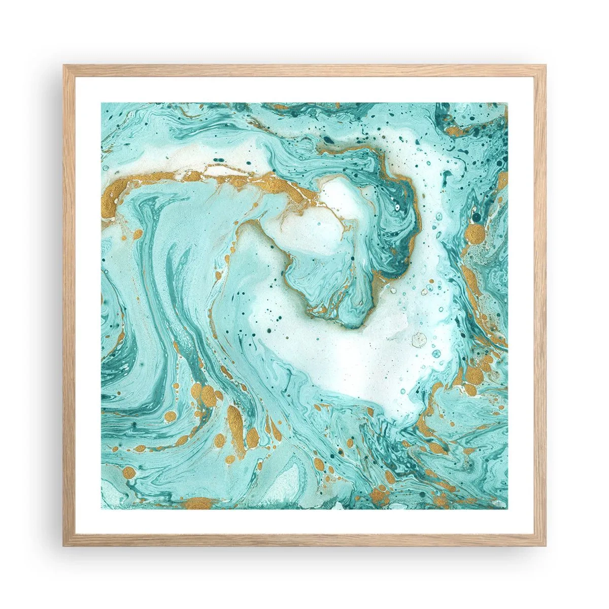 Affiche dans un chêne clair - Poster - Sous la grande vague de l'ère Edo - 60x60 cm