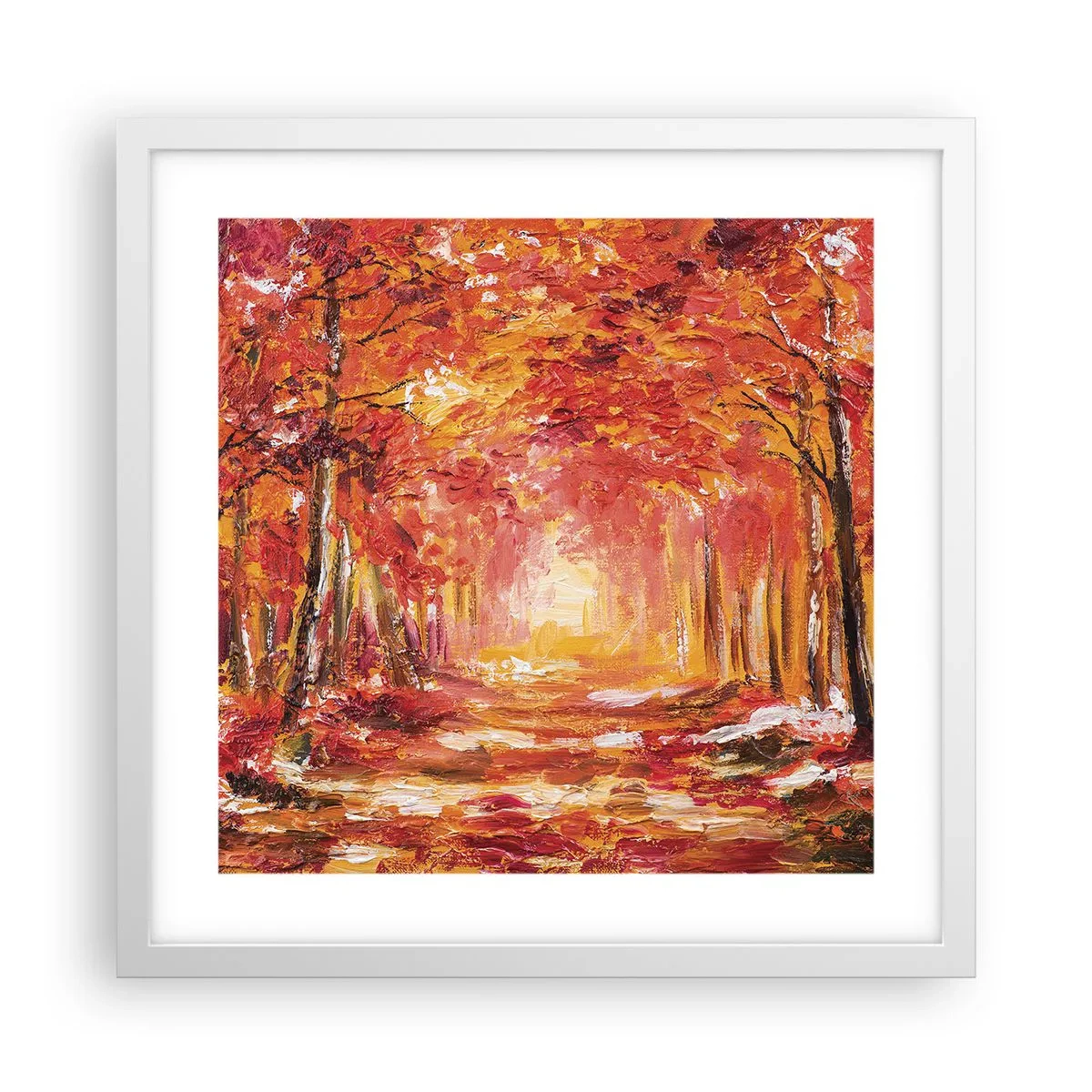 Affiche dans un cadre blanc - Poster - Forêt de cuivre - 40x40 cm