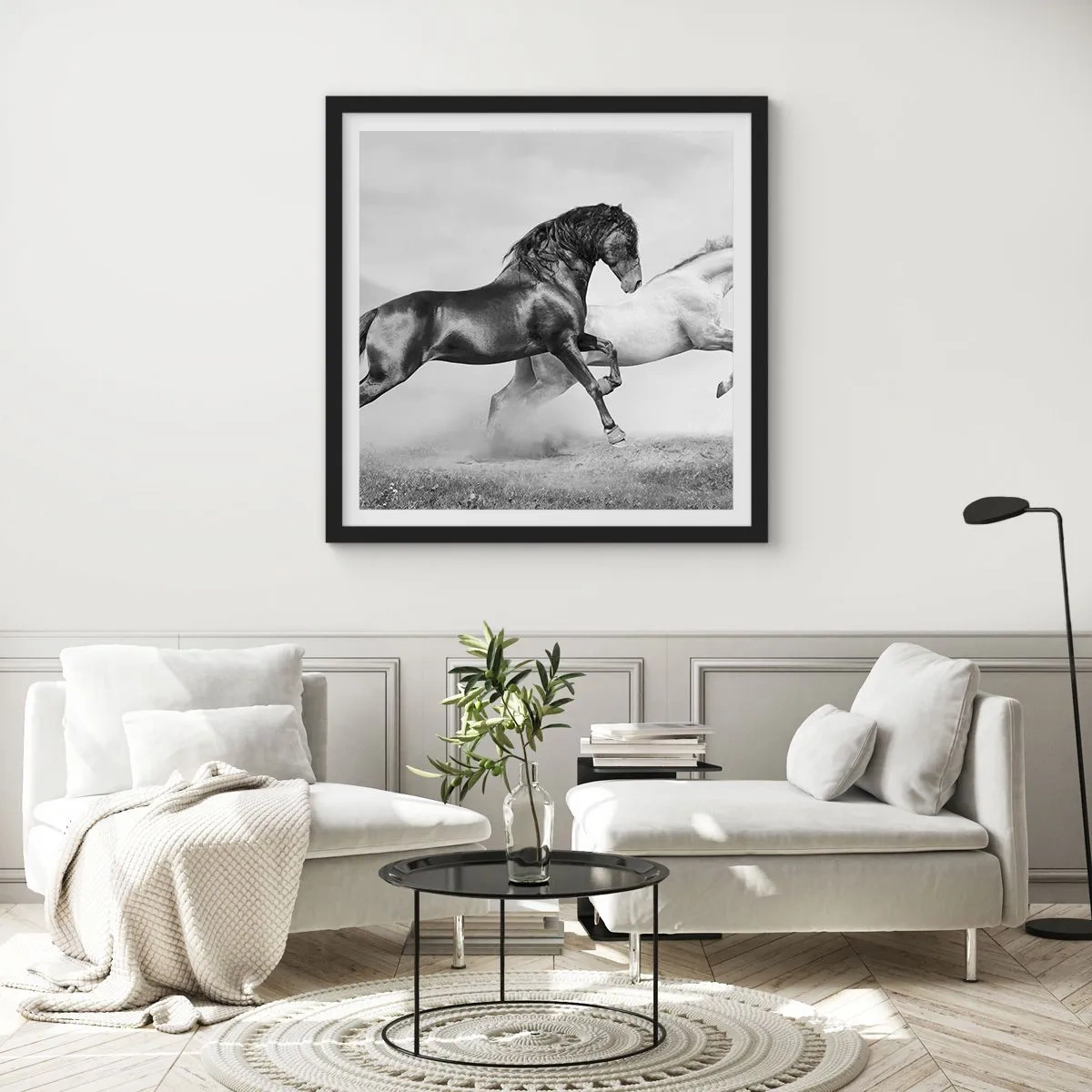 Affiche dans un cadre noir - Poster - Anges et démons - 60x60 cm