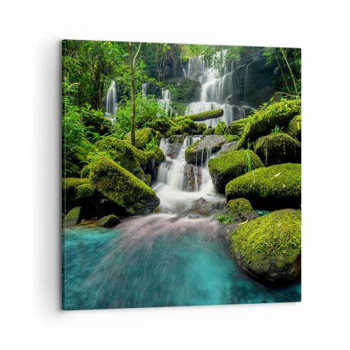 Impression sur toile - Image sur toile - Turquoise, saphirs et argent liquide - 50x50 cm