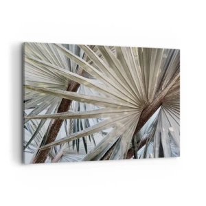 Impression sur toile - Image sur toile - Gros plan de feuilles de palmier dans des tons naturels de vert - 120x80cm - Evantail sous les tropiques - Décoration murale moderne pour le salon et la chambre ARTTOR