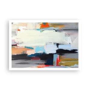 Affiche - Poster - Abstraction colorée avec des coups de pinceau dynamiques - 100x70cm - Y a-t-il une méthode ? - Décoration murale moderne pour le salon et la chambre ARTTOR