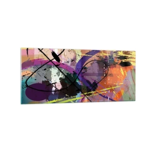 Impression sur verre - Image sur verre - Un motif abstrait coloré avec des lignes et des formes dynamiques. - 120x50cm - Vous pouvez aller tout droit ou autour - Décoration murale moderne pour le salon et la chambre ARTTOR