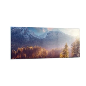 Impression sur verre - Image sur verre - Dans les montagnes et les vallées - 100x40 cm
