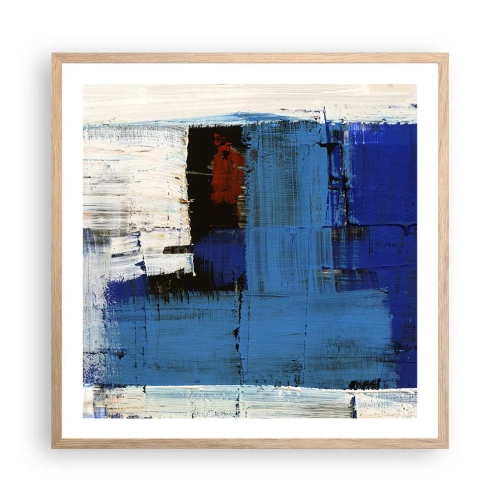 Affiche dans un chêne clair - Poster - Secret de bleu - 60x60 cm