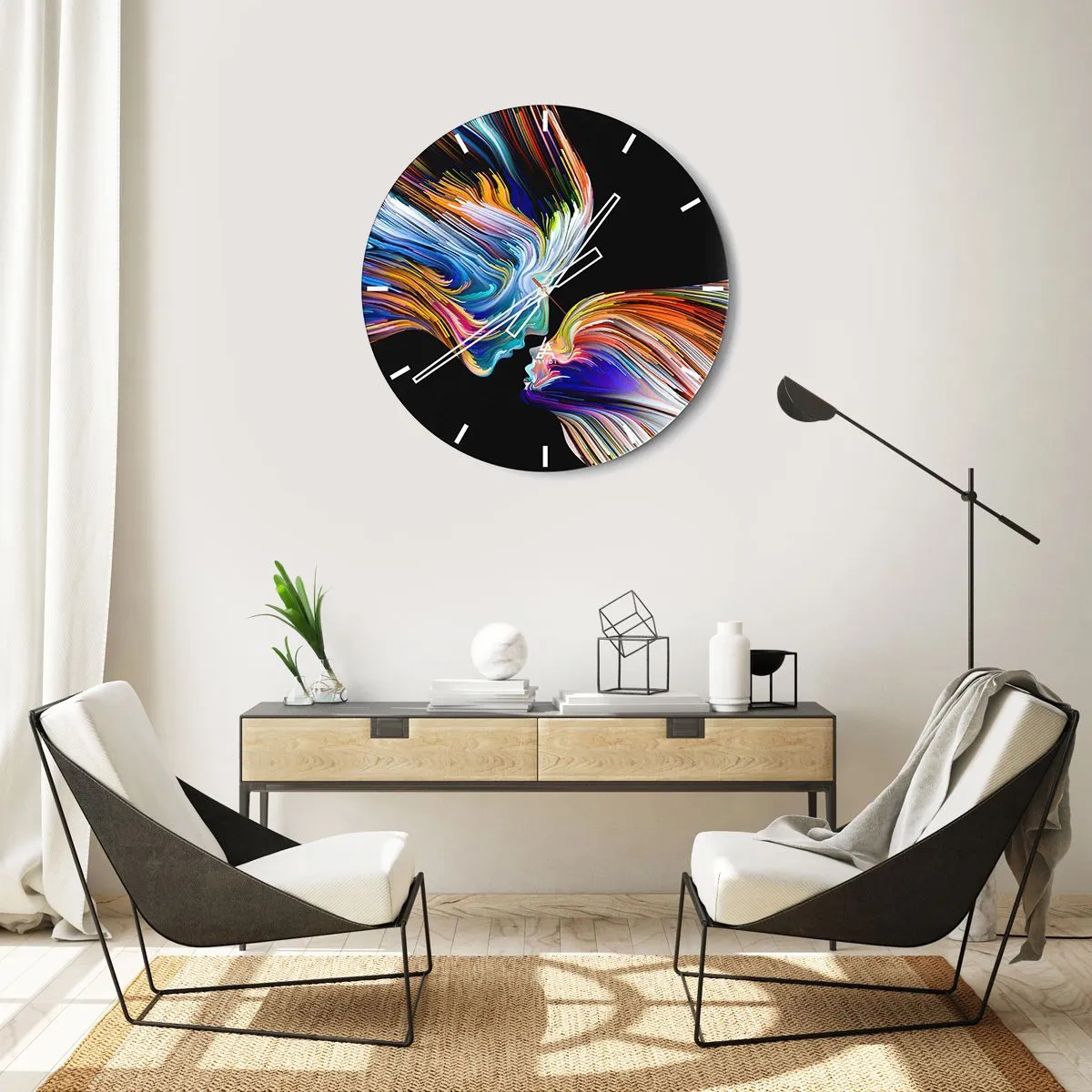 Horloge murale - Pendule murale - Une fusion d'énergie et de lumière - 30x30 cm