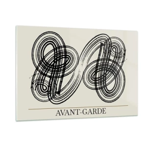 Impression sur verre - Image sur verre - Boucles et lignes avant-gardistes noires sur fond clair - 120x80cm - C'est venu spontanément - Décoration murale moderne pour le salon et la chambre ARTTOR