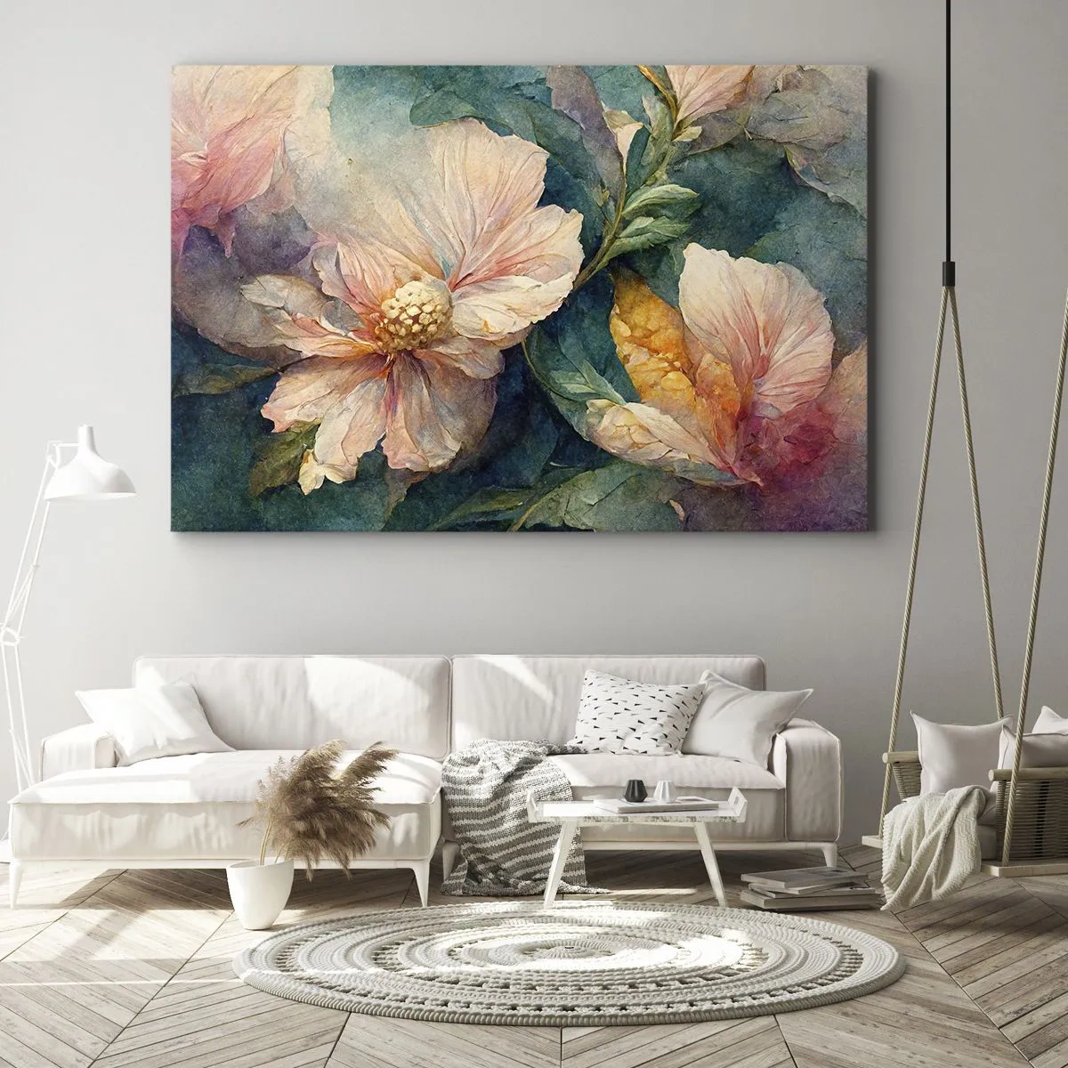Impression sur toile - Image sur toile - Fleurs délicates aux couleurs pastel - 70x50cm - Uniquement de la subtilité - Décoration murale moderne pour le salon et la chambre ARTTOR