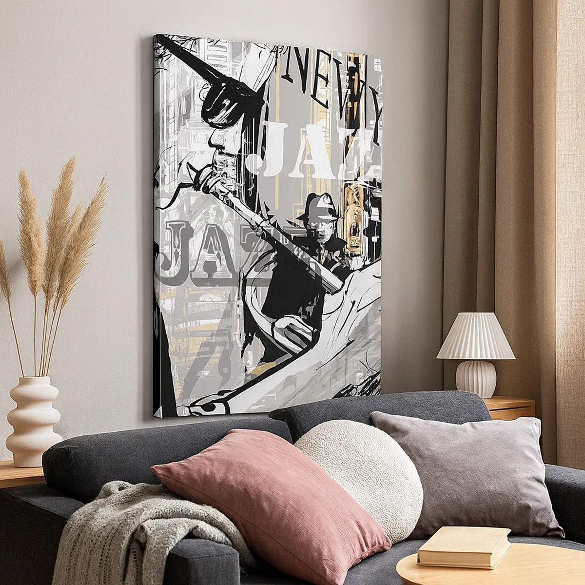 Impression sur toile - Image sur toile - Scène jazz new-yorkaise - 50x70cm - Au rythme de New York - Décoration murale moderne pour le salon et la chambre ARTTOR
