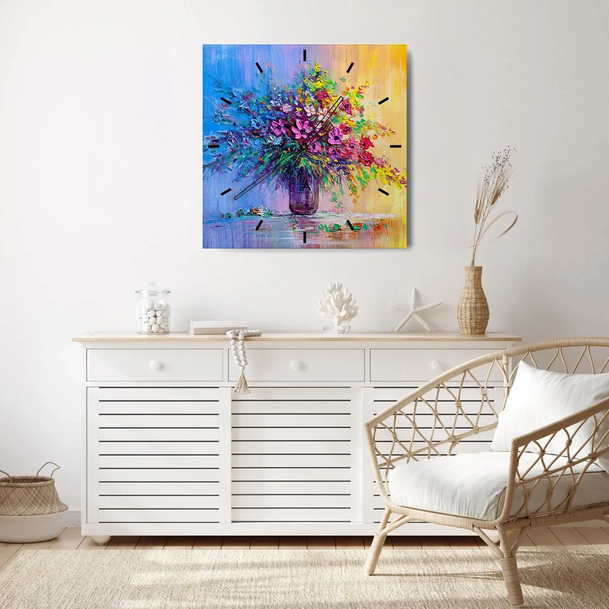 Horloge murale - Pendule murale - Cadeau d'été de la prairie - 40x40 cm