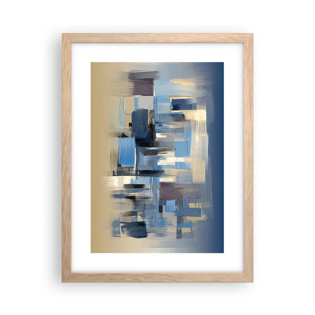 Affiche dans un chêne clair - Poster - Construction bleue - 30x40 cm