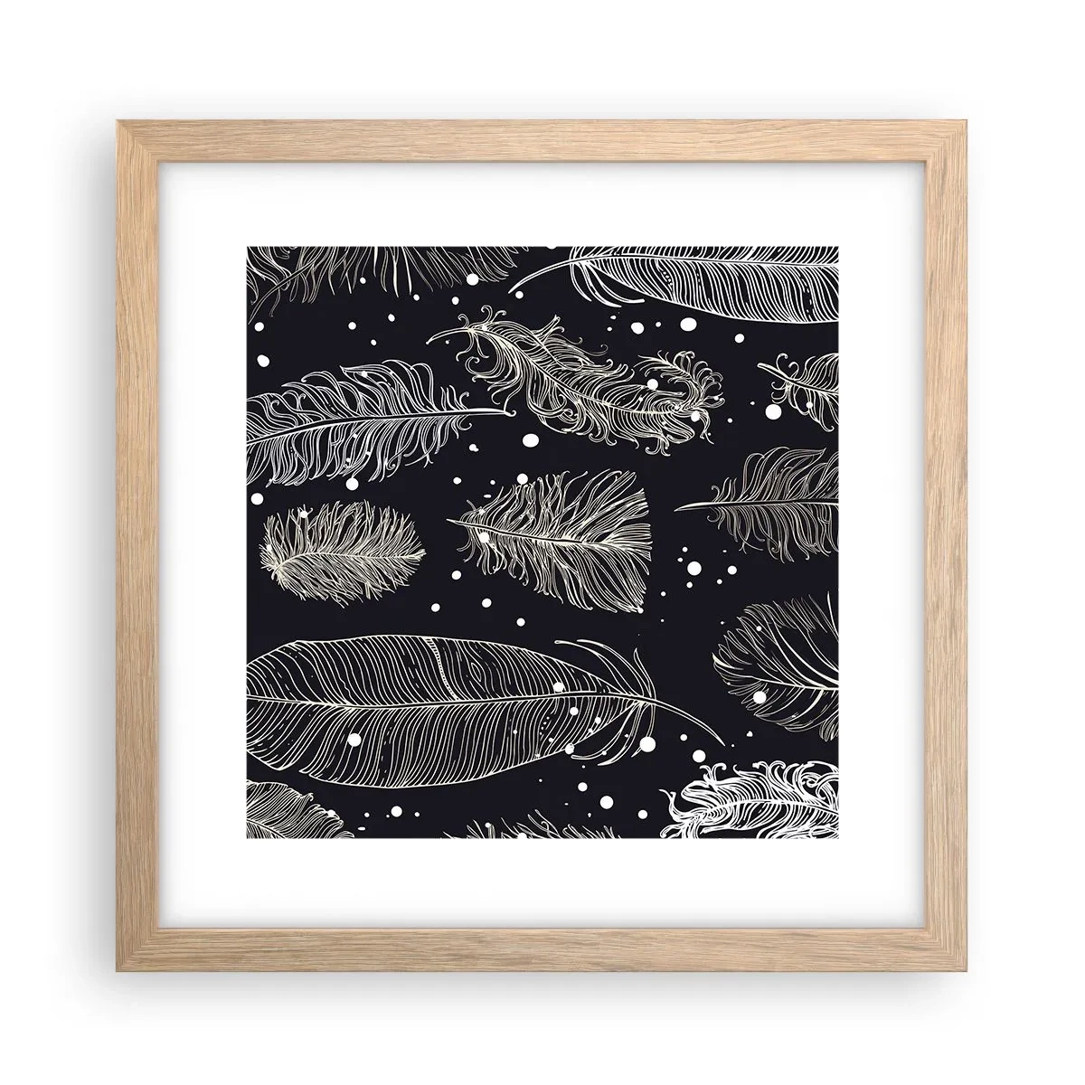 Affiche dans un chêne clair - Poster - Toile de plumes - 30x30 cm