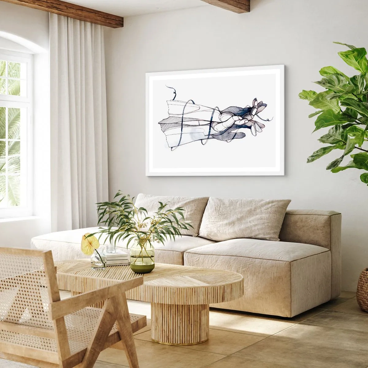 Affiche dans un cadre blanc - Poster - Étude du touché - 70x50 cm