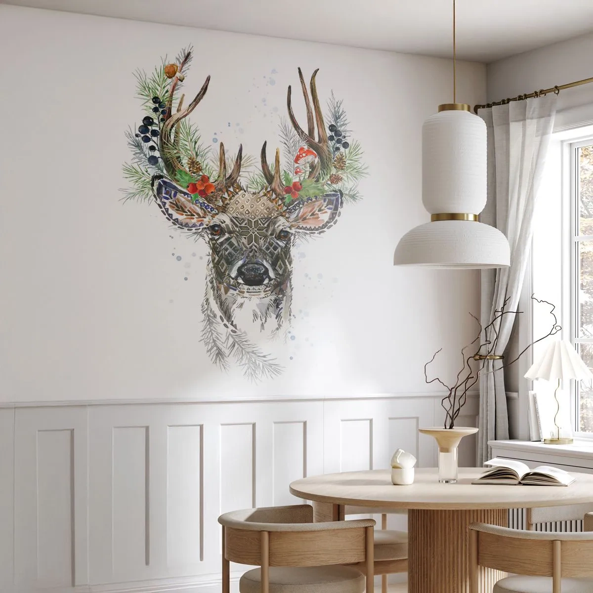 Papier Peint Photo Standard Eco - En robe de fête - Abstraction, Cerf, Renne - 350x256 cm