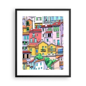 Affiche dans un cadre noir - Poster - Ville joyeuse - 40x50 cm