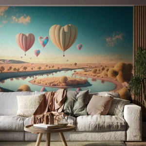Papier Peint Photo Standard Eco - L'amour te permet de t'élever - des ballons, Pastel, Bonbons - 350x256 cm
