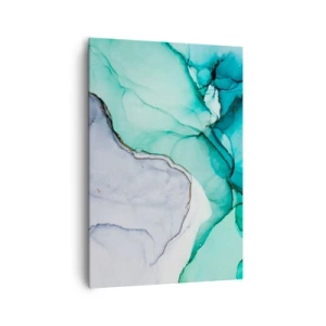 Impression sur toile - Image sur toile - Motif abstrait dans les tons turquoise et blanc - 70x100cm - Étude de turquoise - Décoration murale moderne pour le salon et la chambre ARTTOR