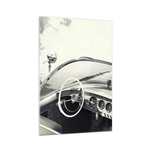 Impression sur verre - Image sur verre - Intérieur de voiture classique de style monochrome - 70x100cm - Temps pour riche - Décoration murale moderne pour le salon et la chambre ARTTOR