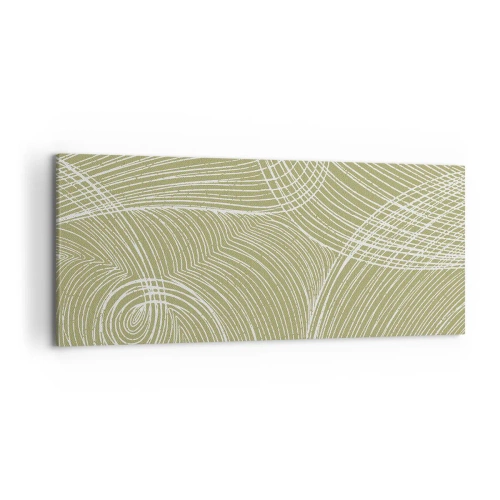Impression sur toile - Image sur toile - Lignes vertes et blanches dans une composition abstraite - 120x50cm - Abstraction complexe de blanc - Décoration murale moderne pour le salon et la chambre ARTTOR