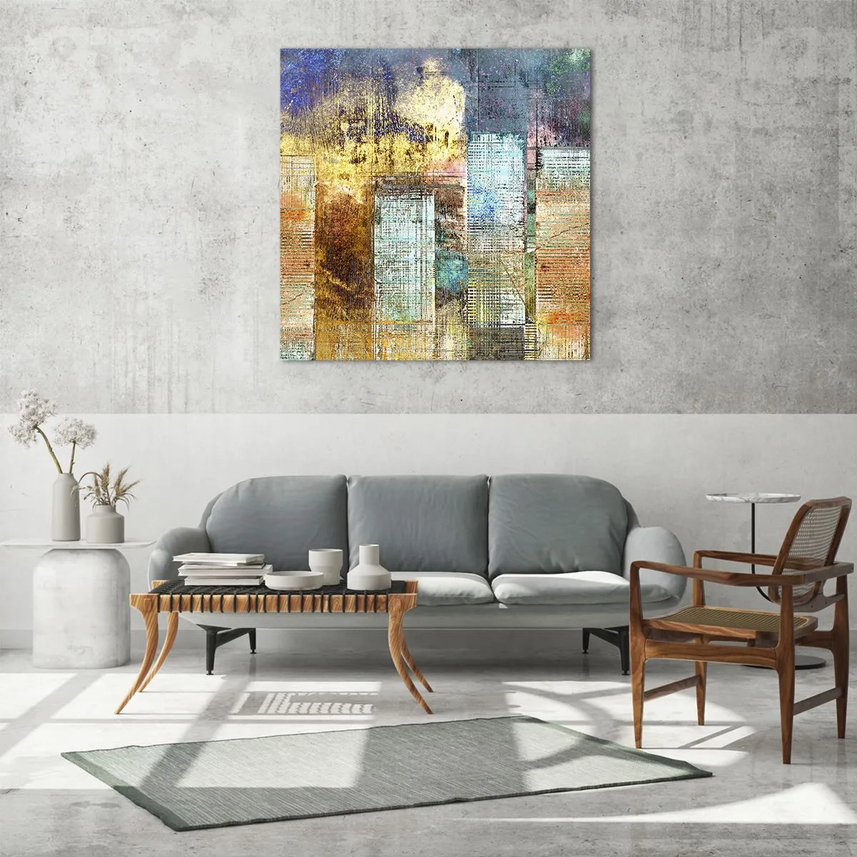 Impression sur verre - Image sur verre - Une métropole ensoleillée - 60x60 cm