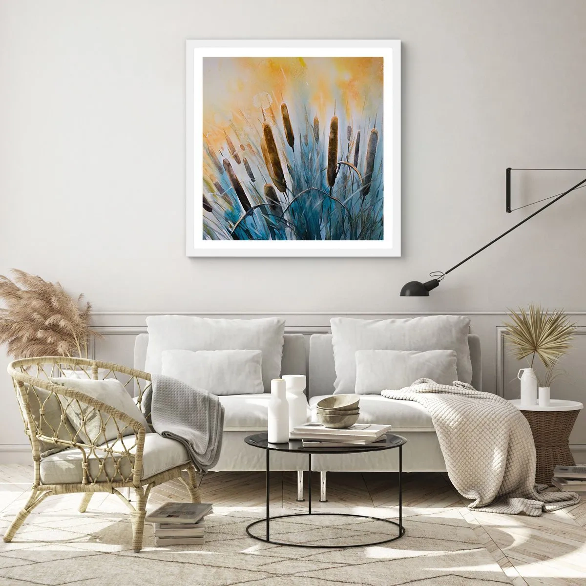 Affiche dans un cadre blanc - Poster - Fraicheur de l'eau, chaleur du soleil - 60x60 cm