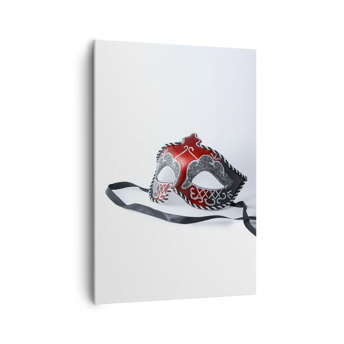 Impression sur toile - Image sur toile - Masque de carnaval rouge sur fond clair - 70x100cm - Invitation au bal - Décoration murale moderne pour le salon et la chambre ARTTOR