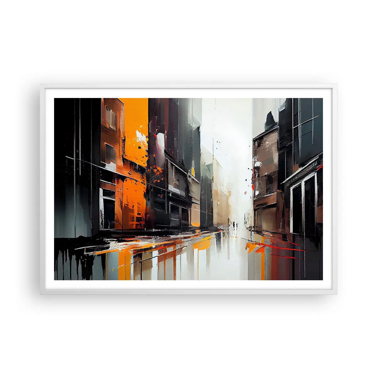 Affiche dans un cadre blanc - Poster - Jour de pluie - 100x70 cm