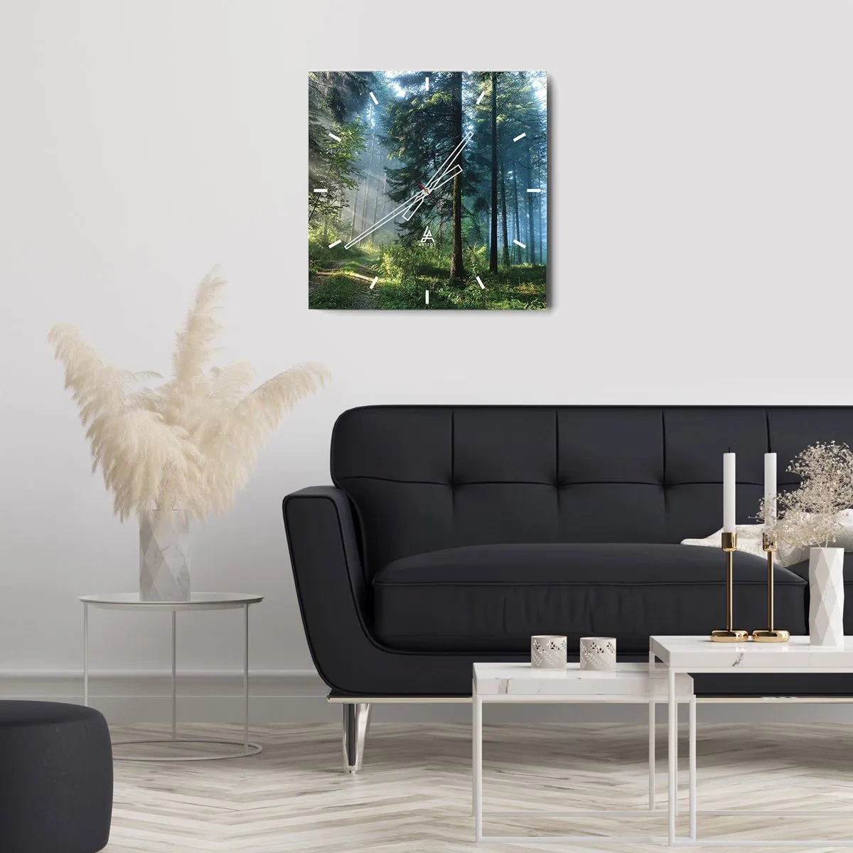 Horloge murale - Pendule murale - Un chemin forestier illuminé par les rayons du soleil du matin - 30x30cm - Rayonnant le matin - Décoration murale moderne pour le salon et la chambre ARTTOR