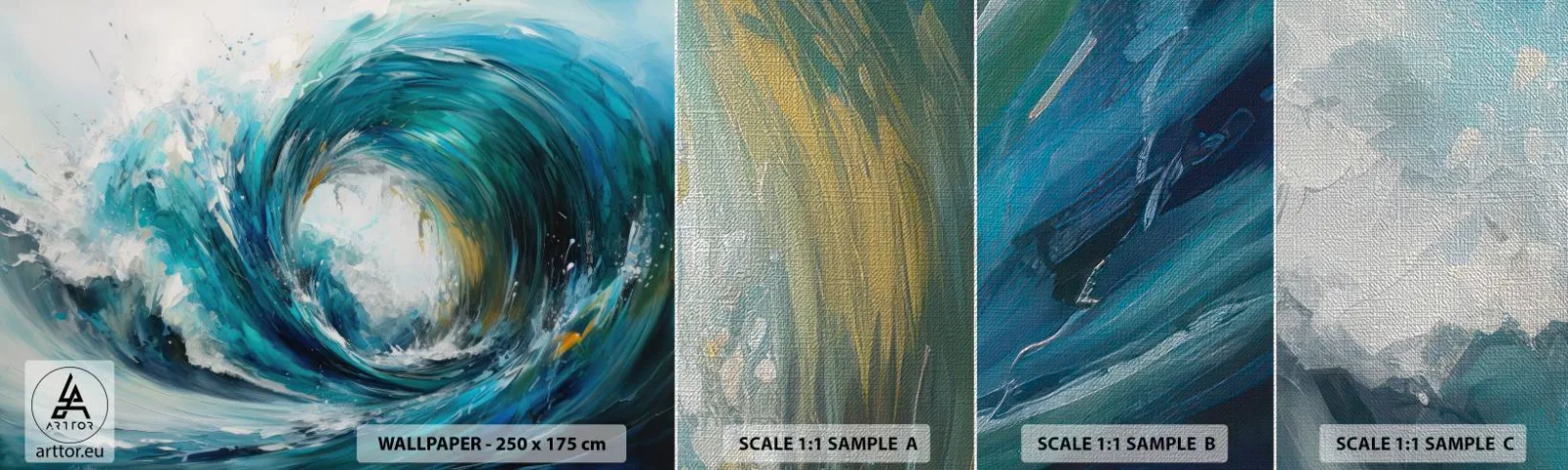 Échantillon de Papier Peint Premium Canvas - Portail maritime - Océan, Vague, Morceau - 100x30 cm