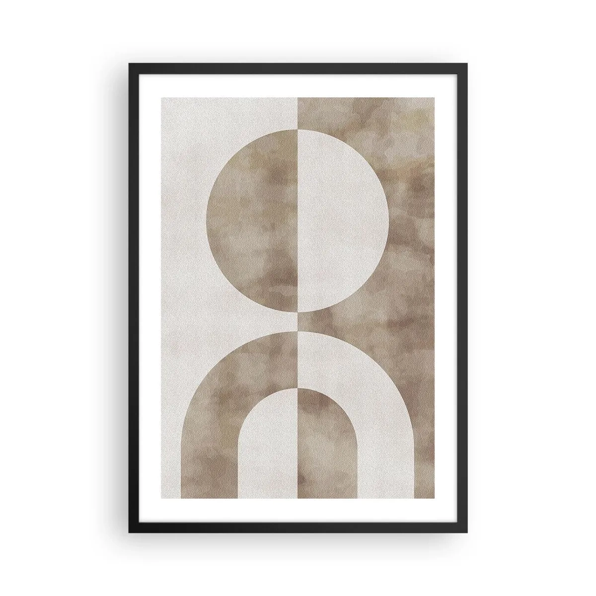 Affiche dans un cadre noir - Poster - Abstraction géométrique dans des tons beiges chauds - 50x70cm - Similitudes et différences - Décoration murale moderne pour le salon et la chambre ARTTOR